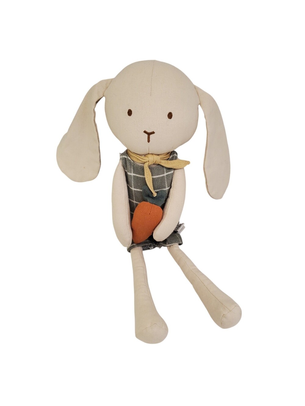 Hearth & Hand Magnolia Toy Plush Bunny Rabbit 14" Cotton Plaid Outfit w Carrot